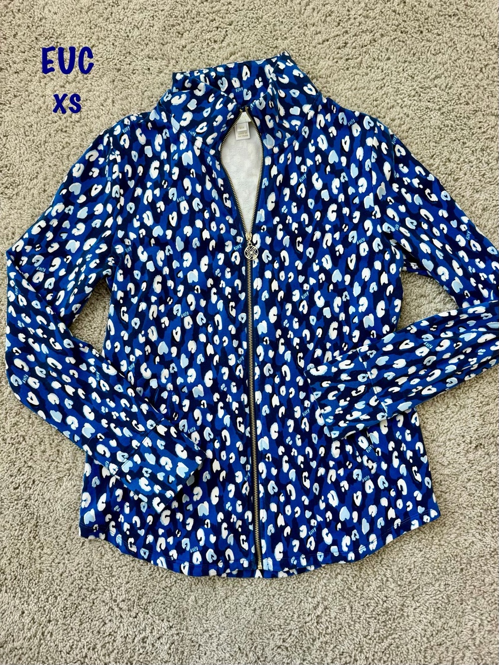 Lilly Pulitzer Leona Zipup jacket starlight navy you’re an animal print